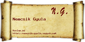 Nemcsik Gyula névjegykártya